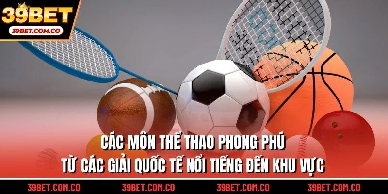 Các môn thể thao phong phú từ các giải quốc tế nổi tiếng đến khu vực
